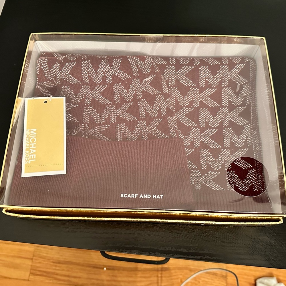 Michael Kors merlot scarf and hat